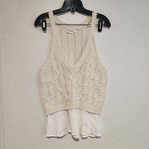 Anthropologie Twofer Tank Top Cableknit Sweater Medium